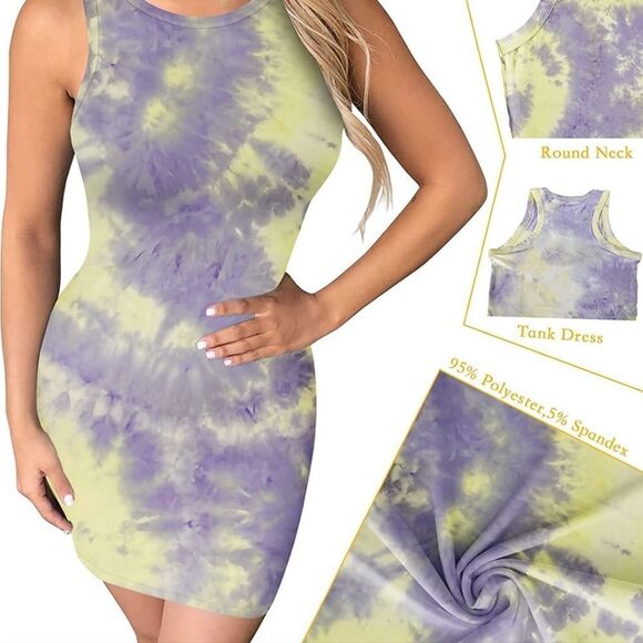 NWT TRENLIVER Women's Bodycon Tank Dresses Sexy Sleeveless Mini Club Dress - Picture 6 of 7